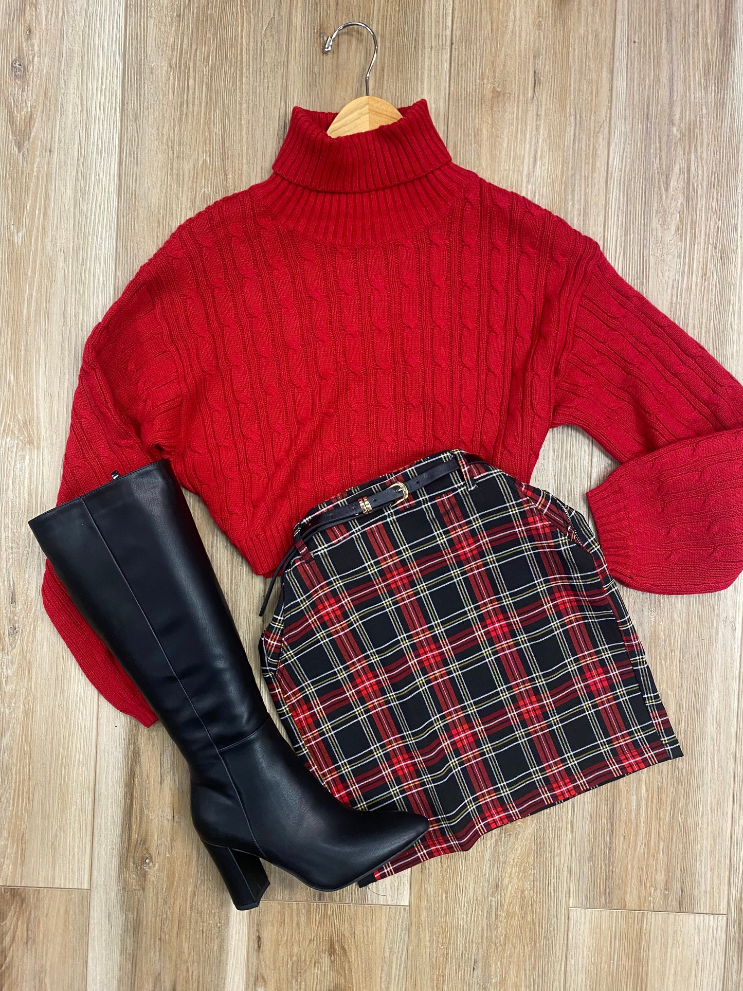 Plaid Skirt -Red