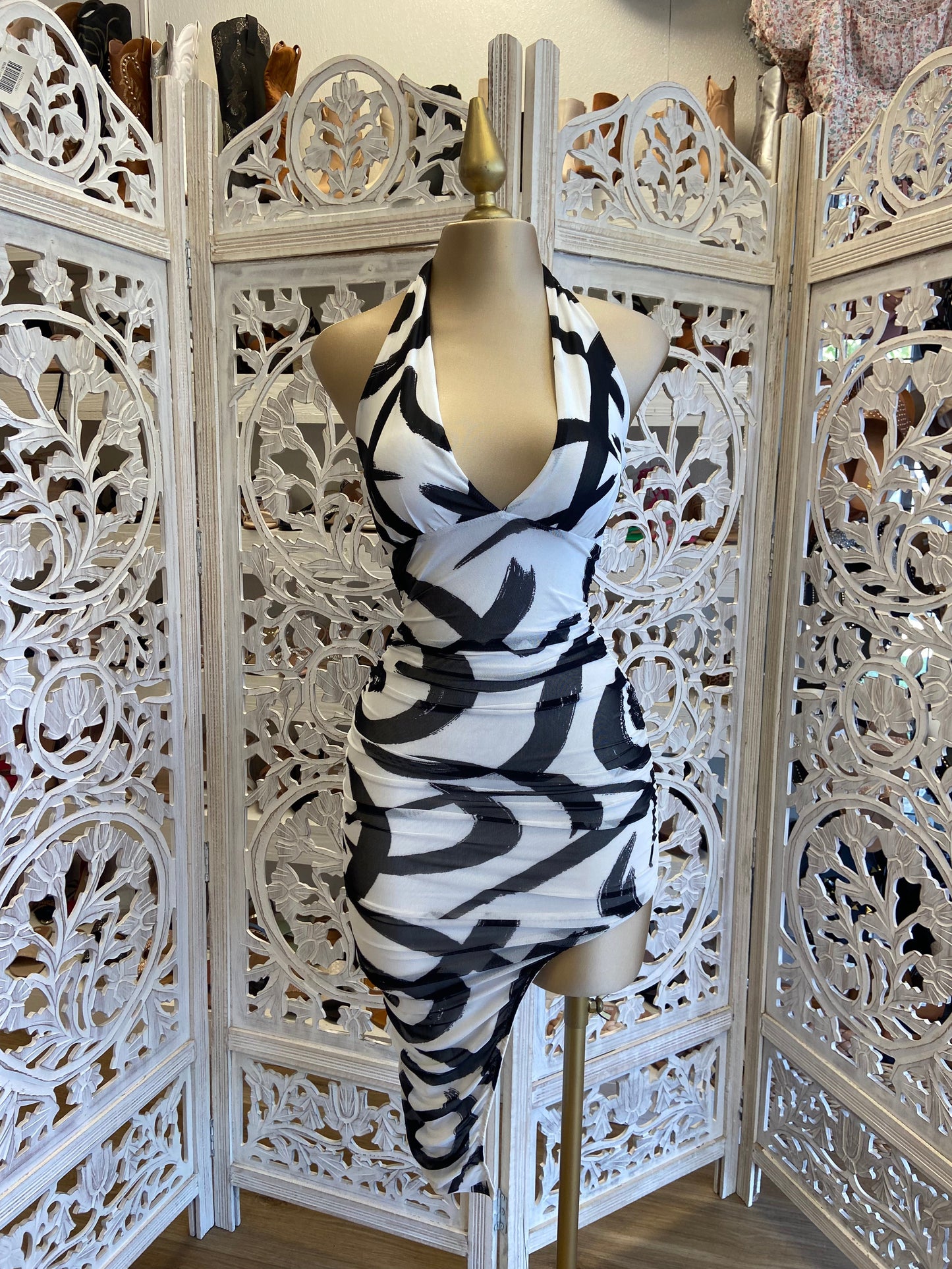 Black and White Abstract Dress