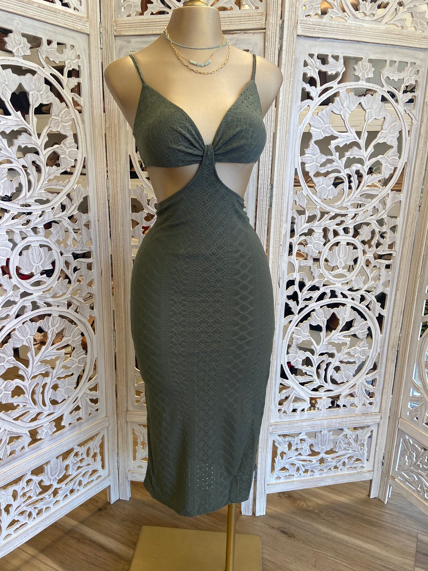 Olive Cutout Dress