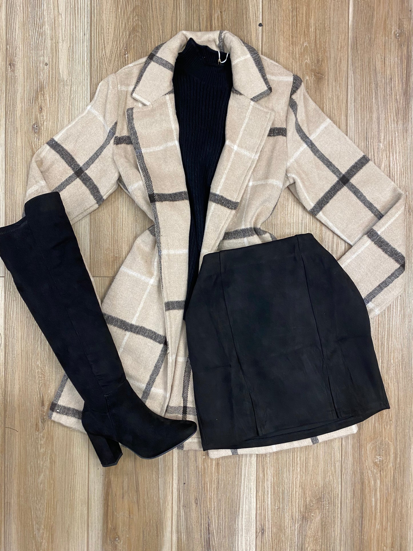 Plaid Coat- Beige