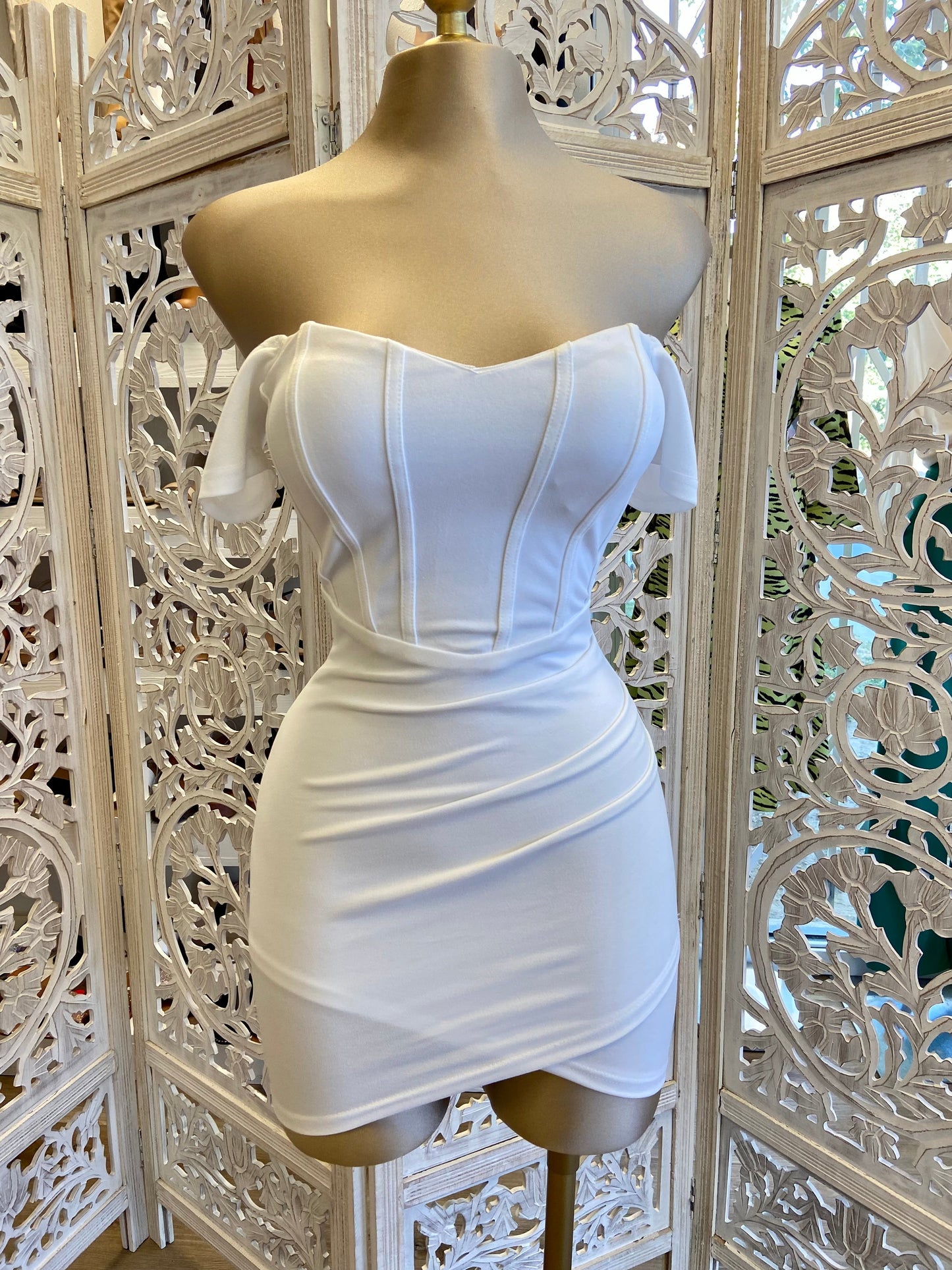 Corset White Mini Dress- Stretchy