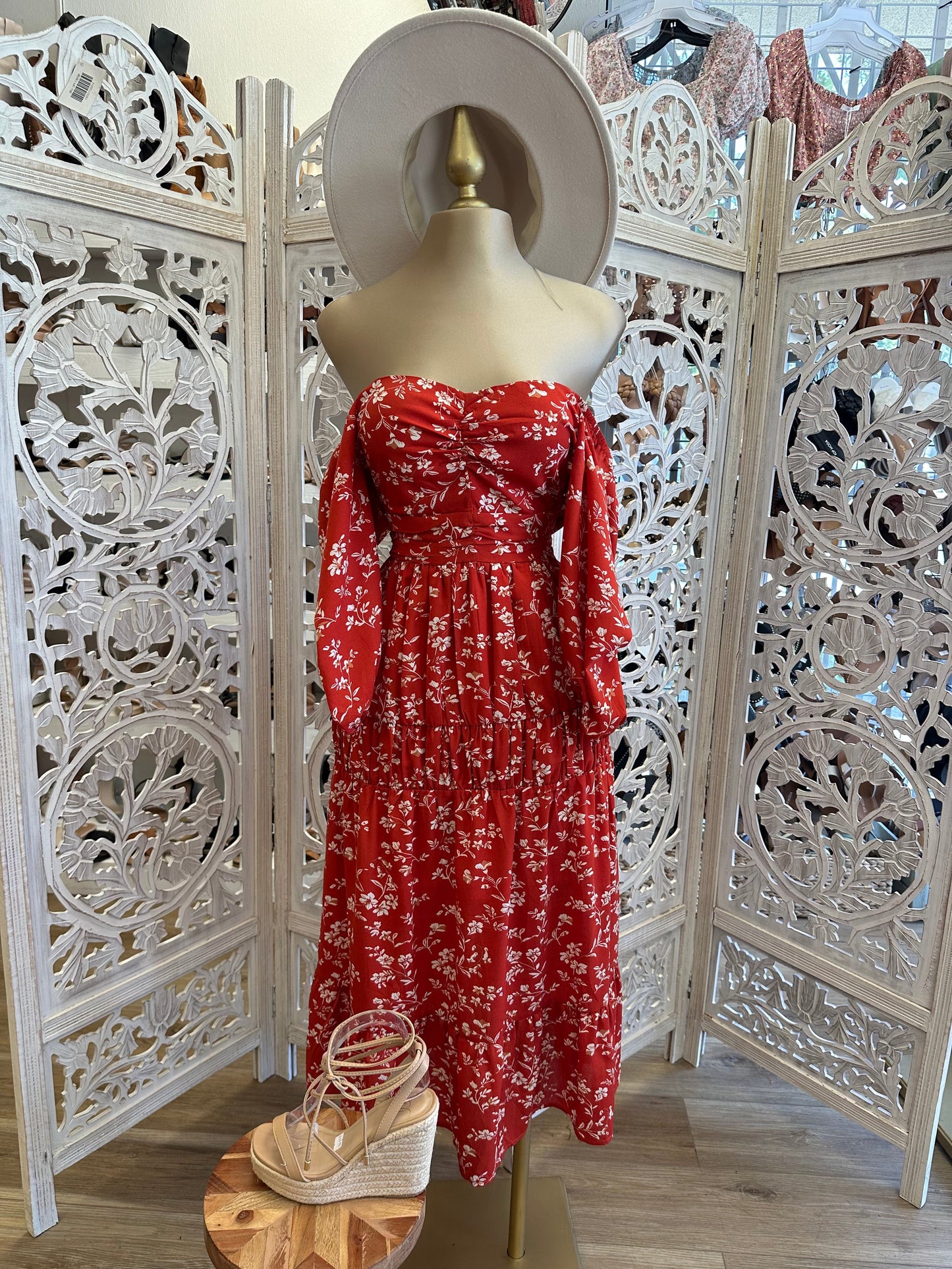 Red Maxi Floral Dress