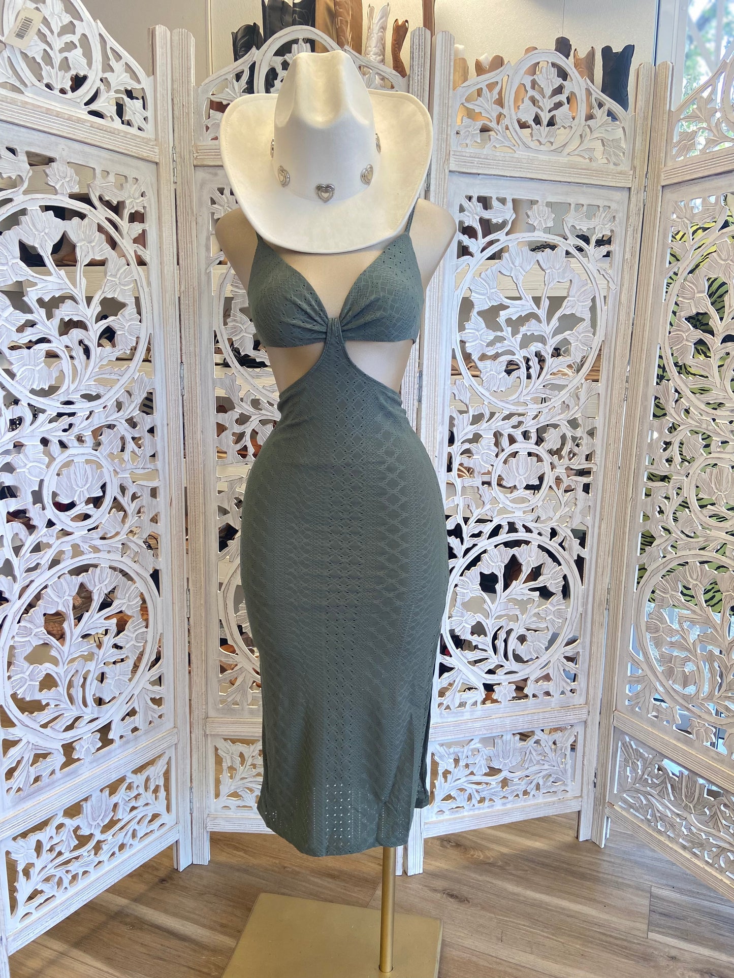 Olive Cutout Dress