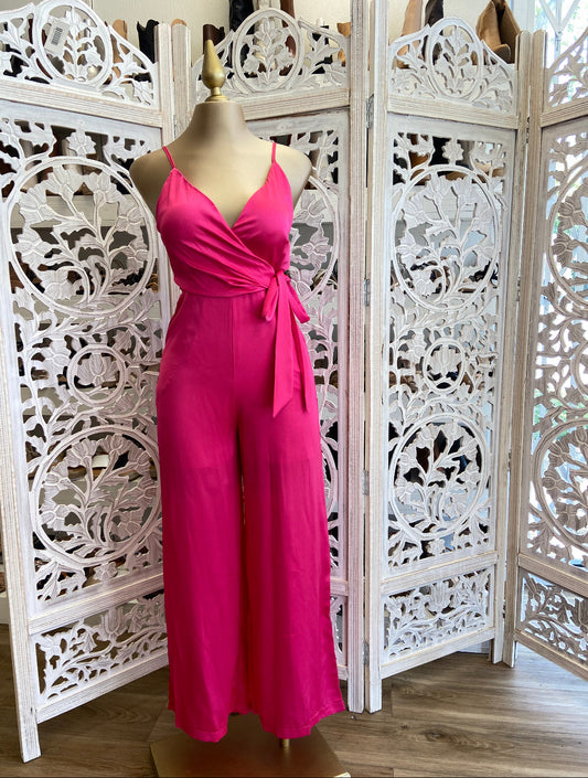 Satin Hot Pink Jumpsuit