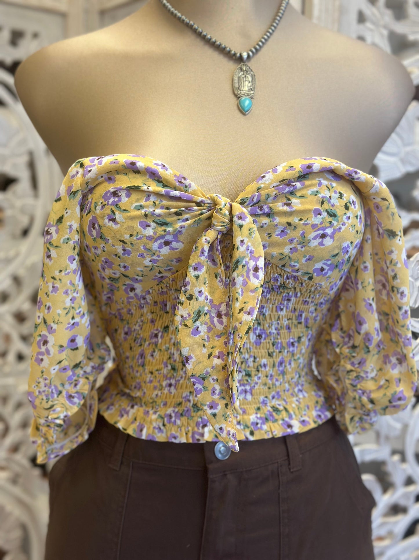 Yellow Bow Front Top