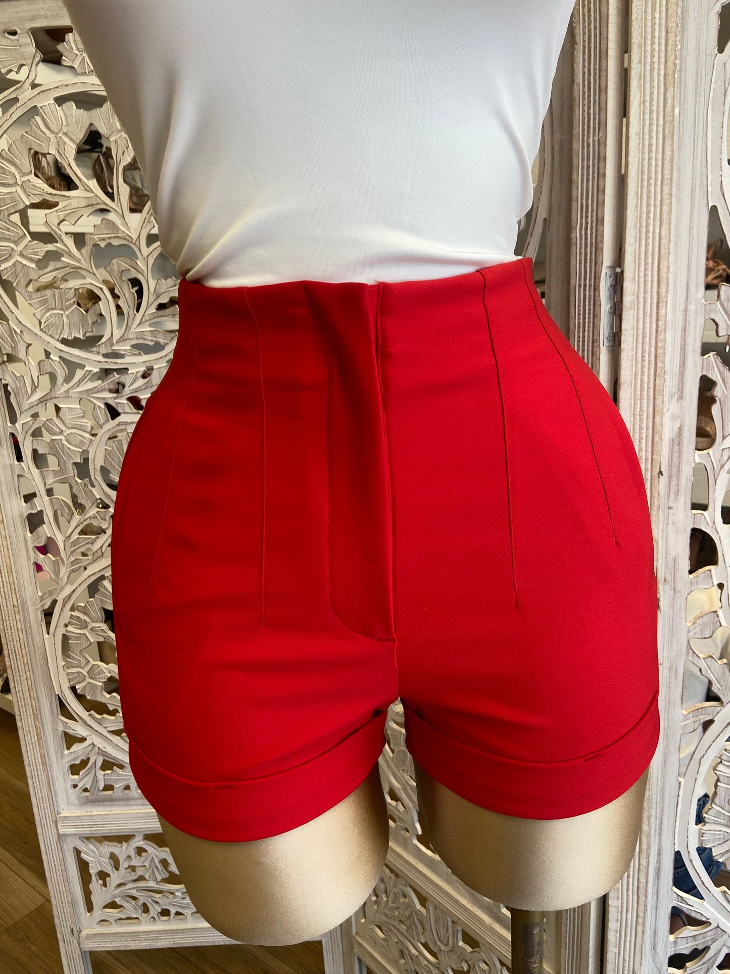 Red Vest Blazer Short Set