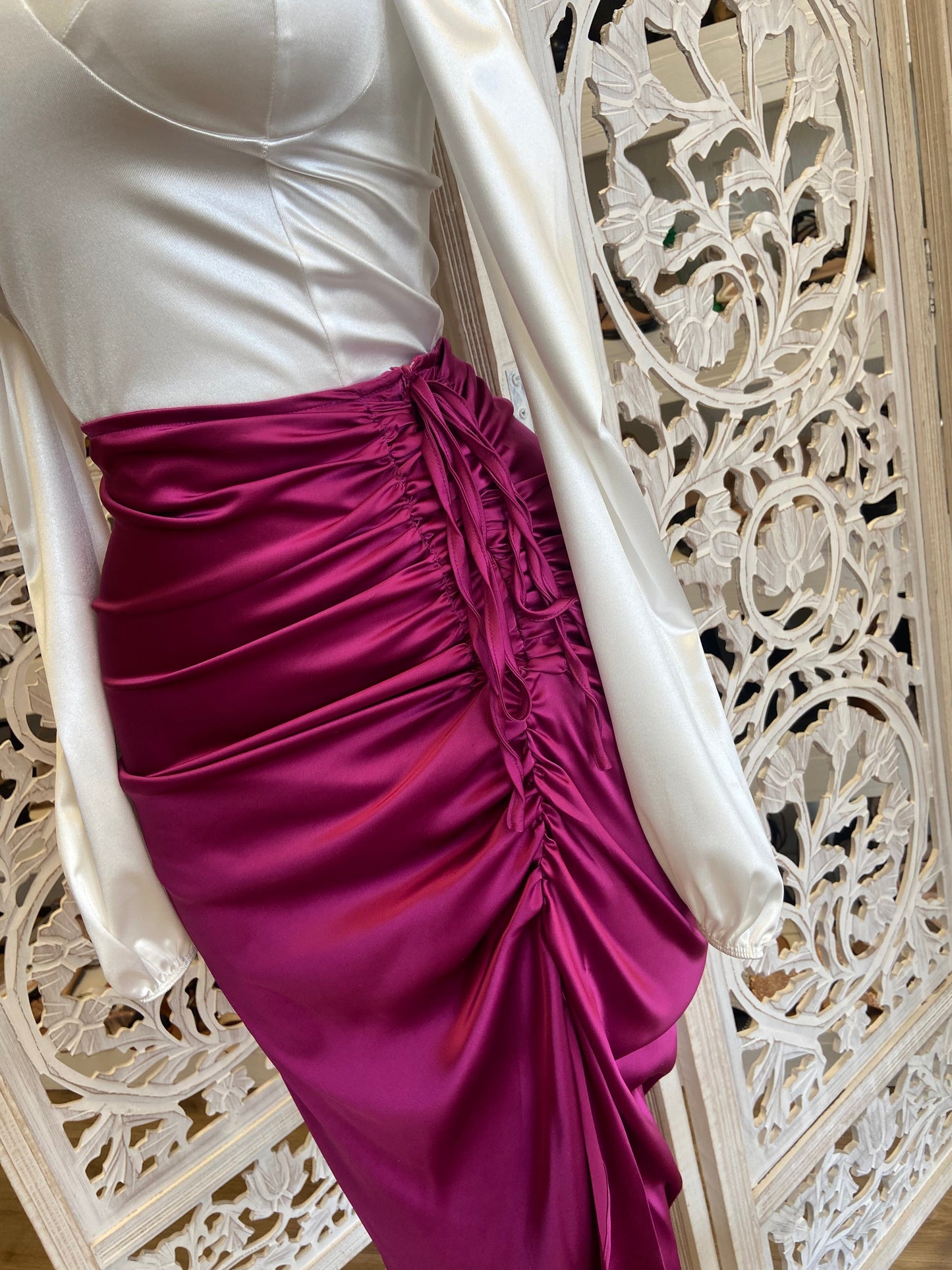 Raspberry Ruched Skirt