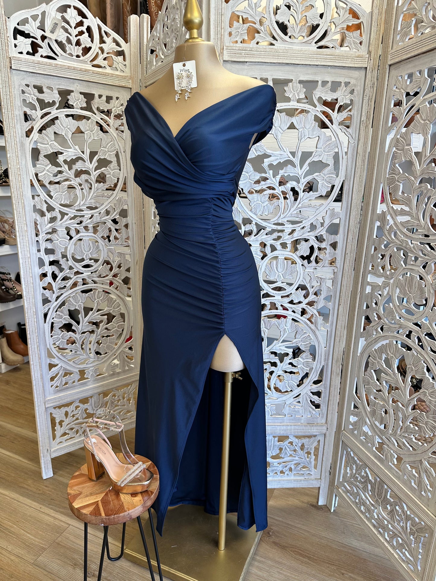 Midnight Blue Wrapped Formal Dress