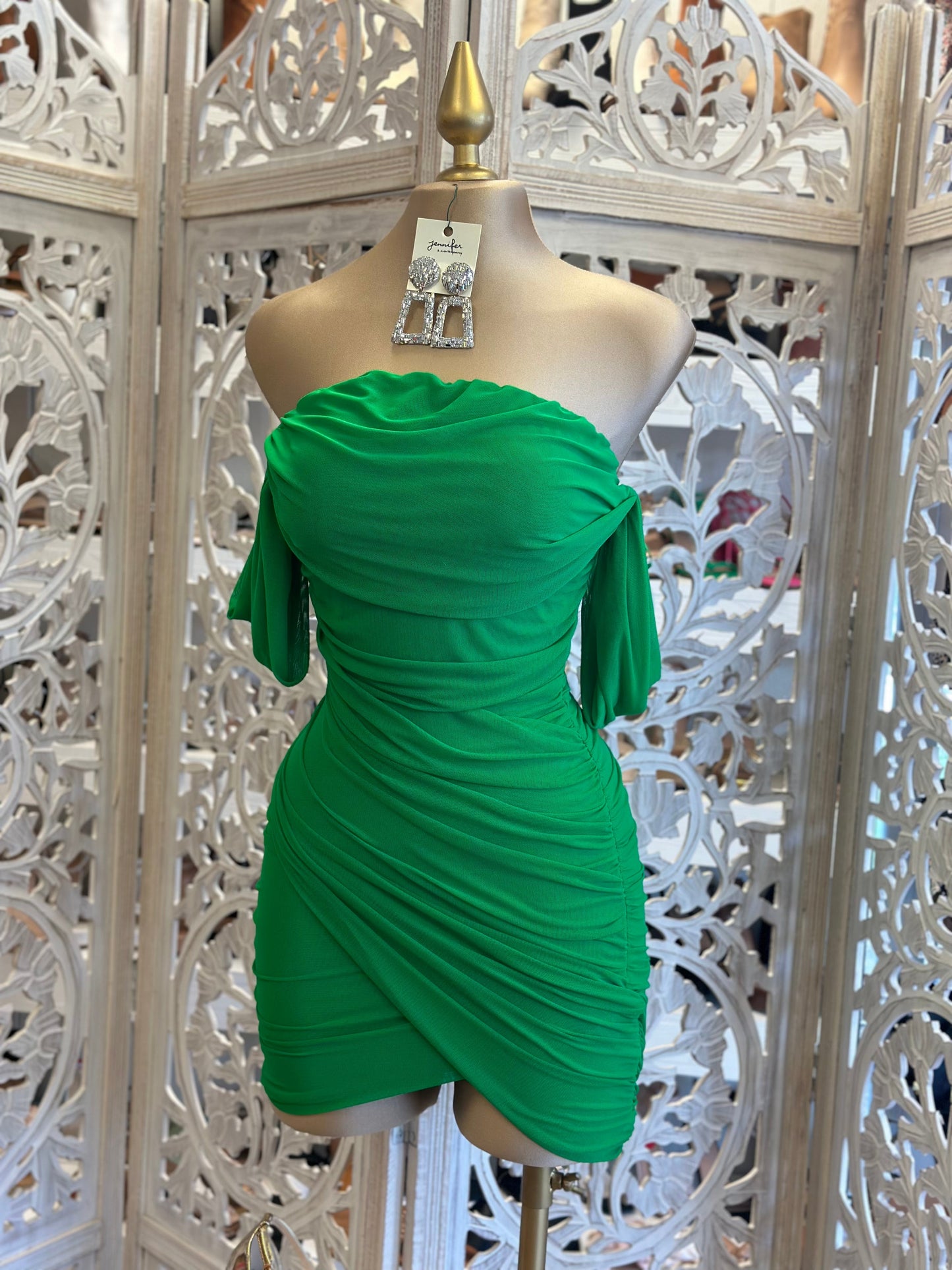 Green Draped Mini Dress