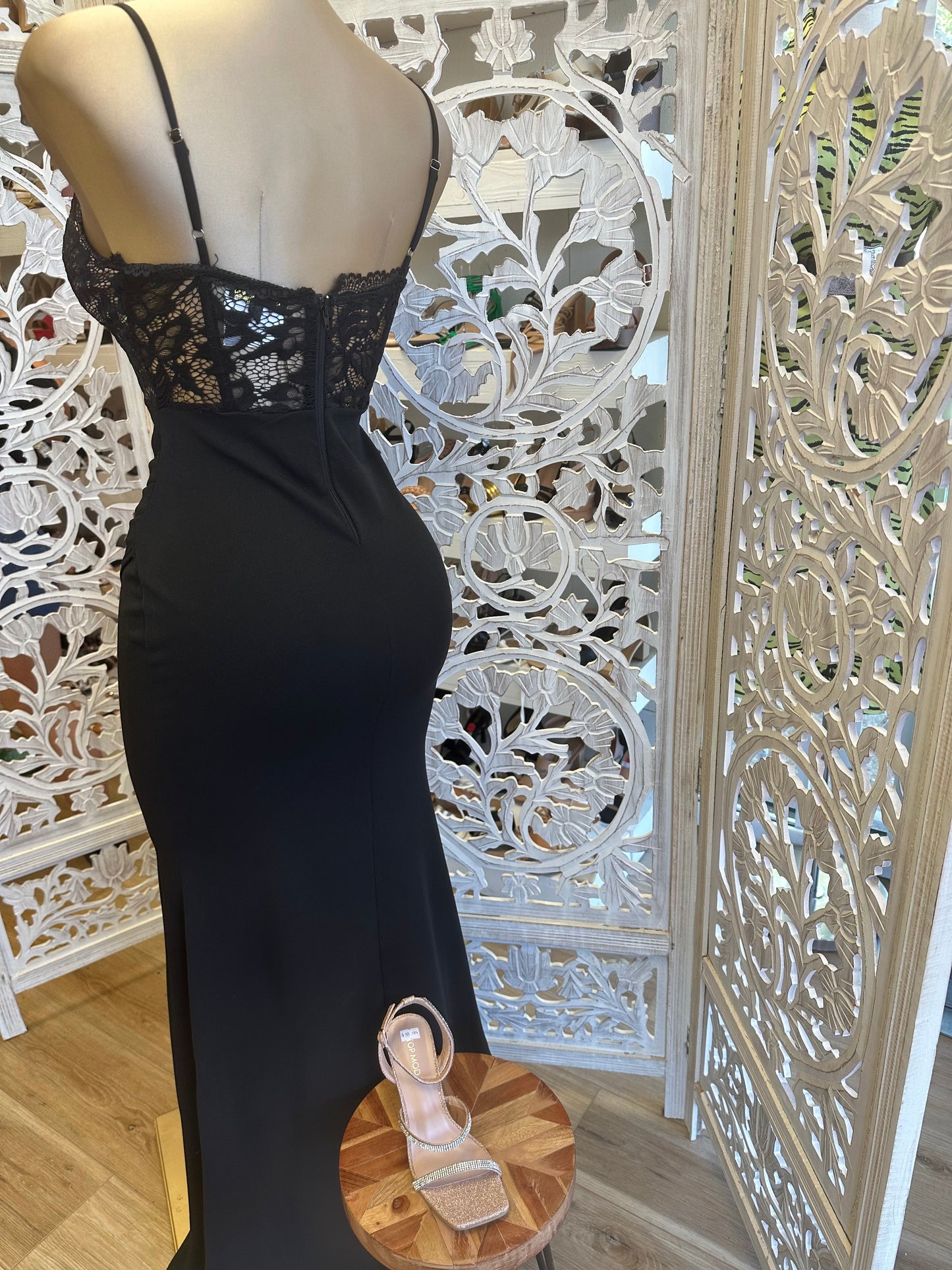 Lace Black Draped Dress