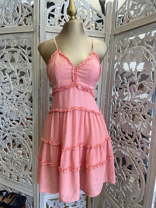 Crossback Pink Flowy Dress