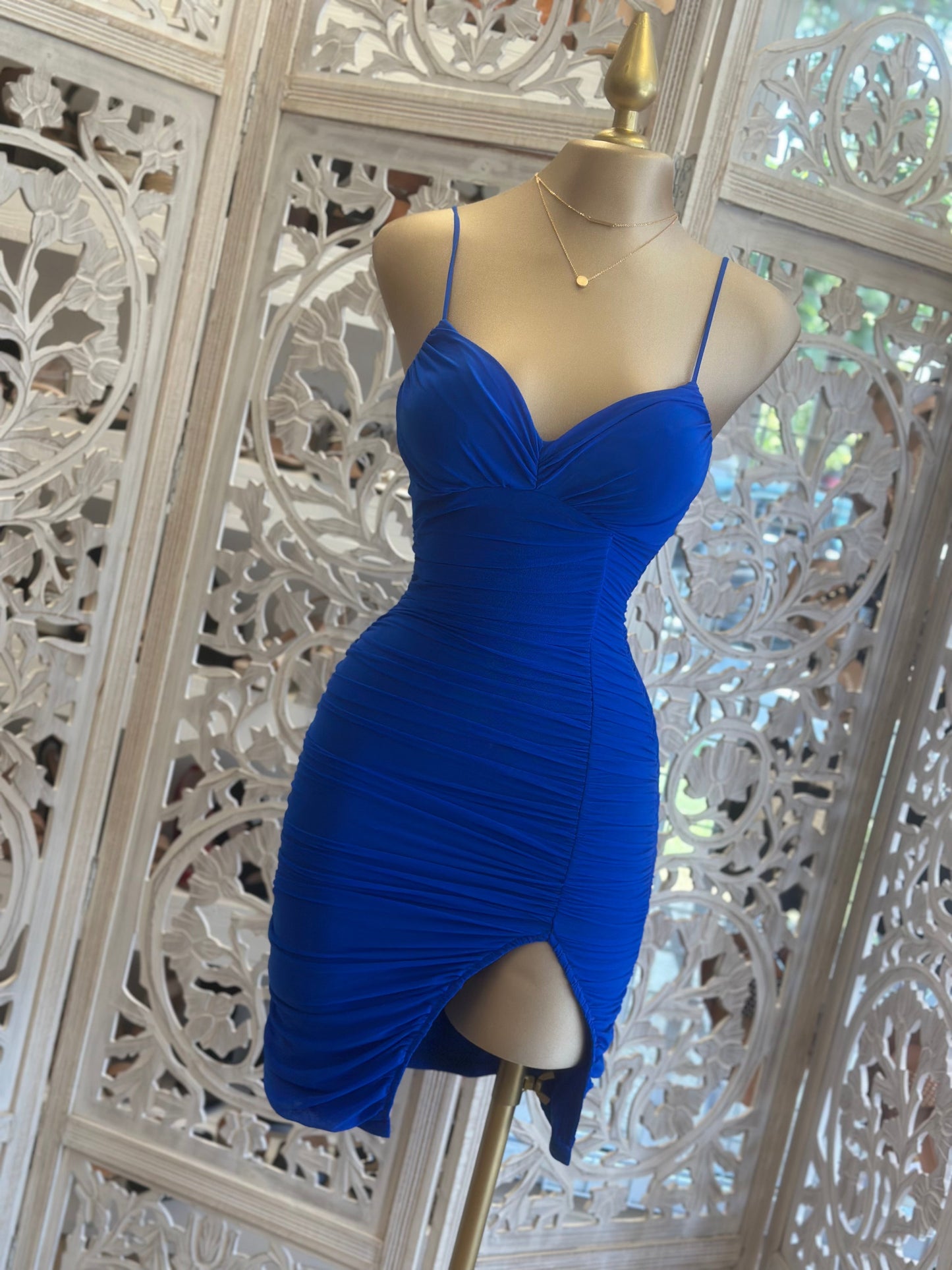 Royal Blue Slit Mini Dress