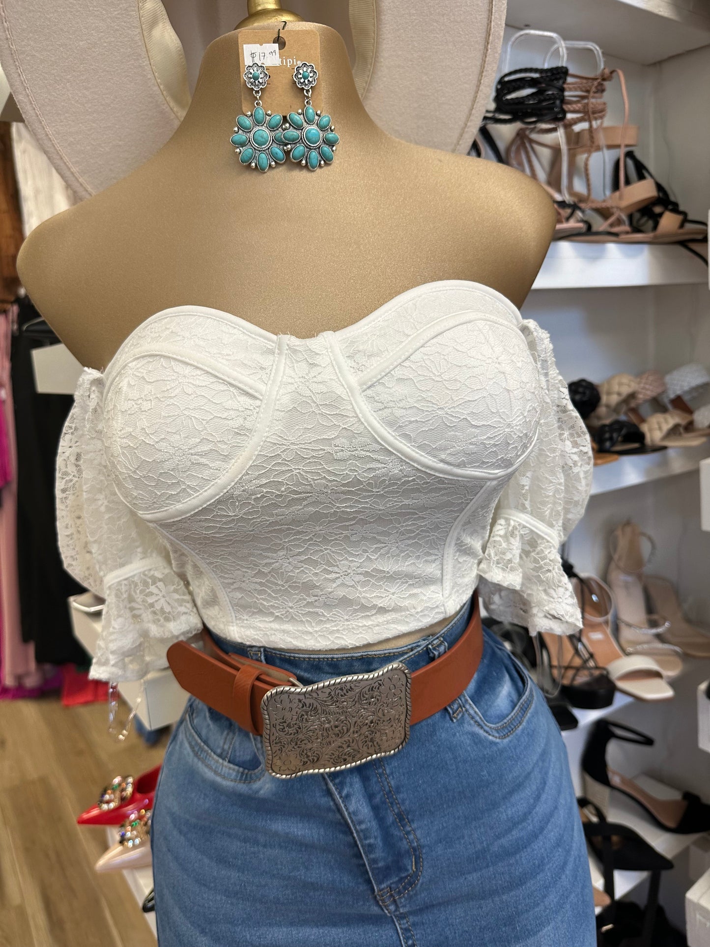 White Lace Lined Top