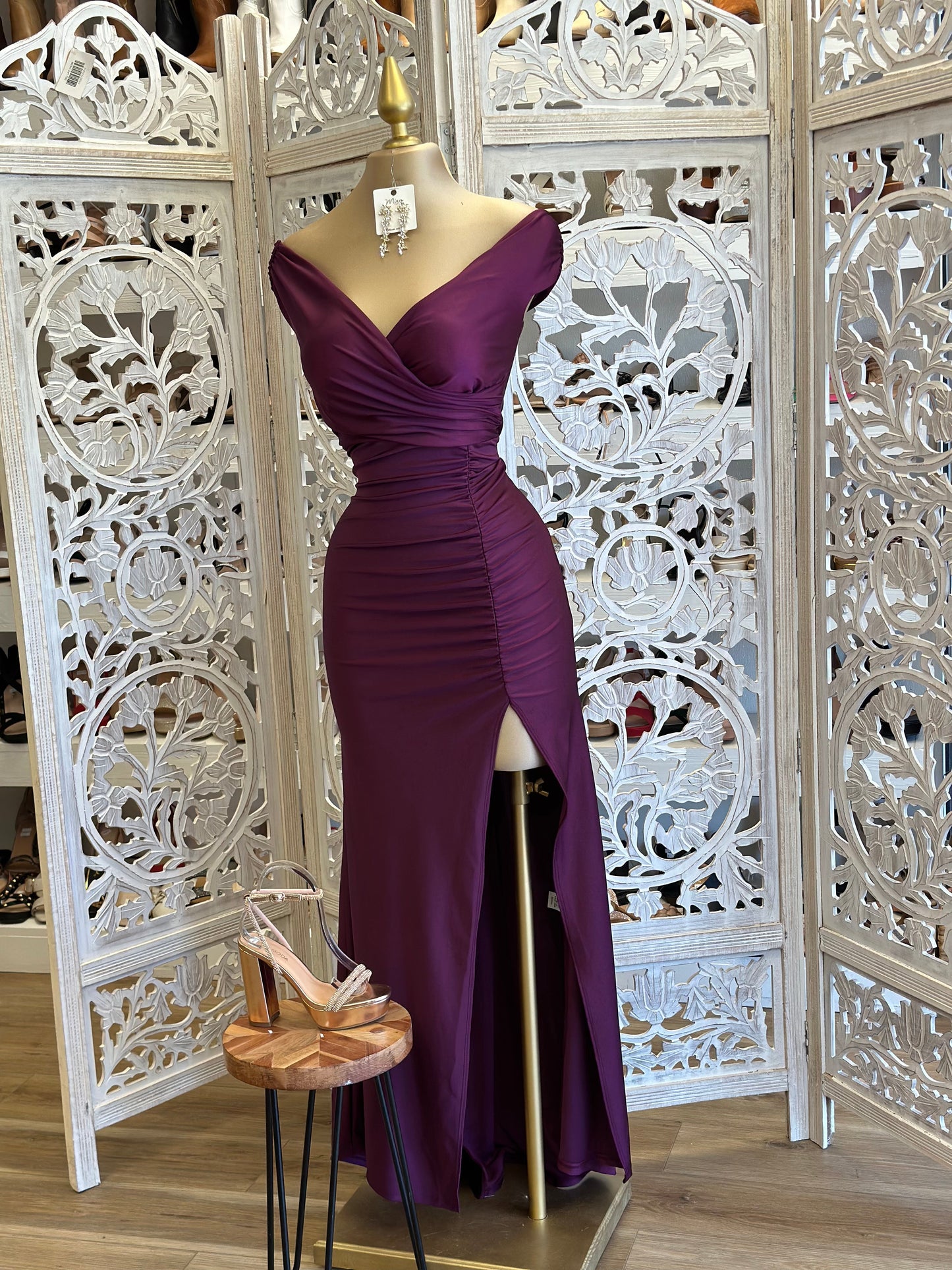 Dark Purple Wrapped Formal Dress