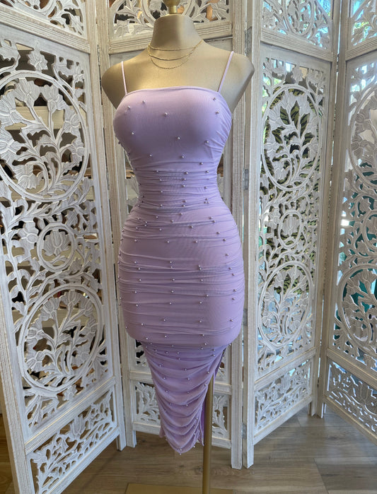 Pearl Detail Lavender Dress