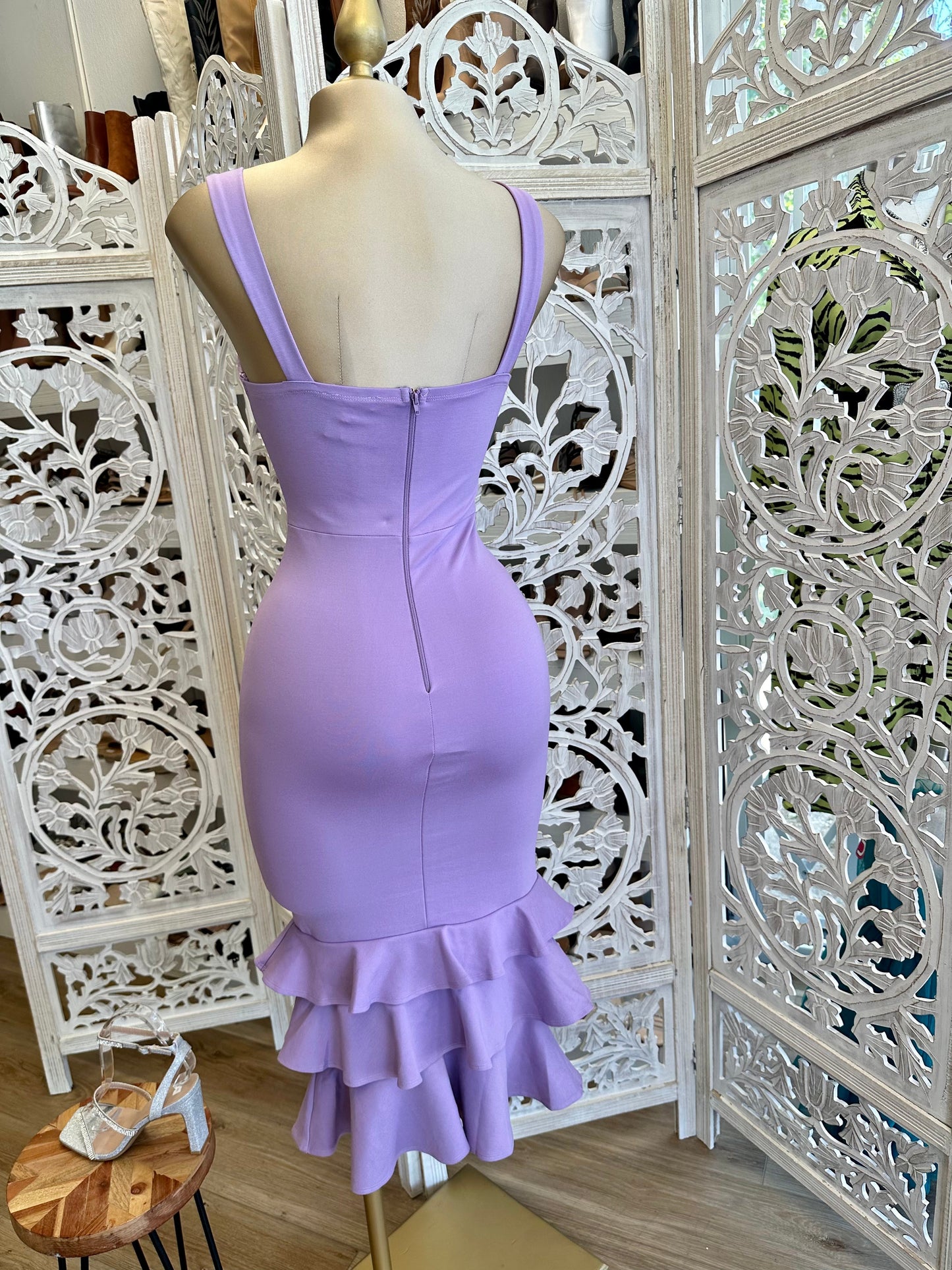 Lavender Layered Midi Dress