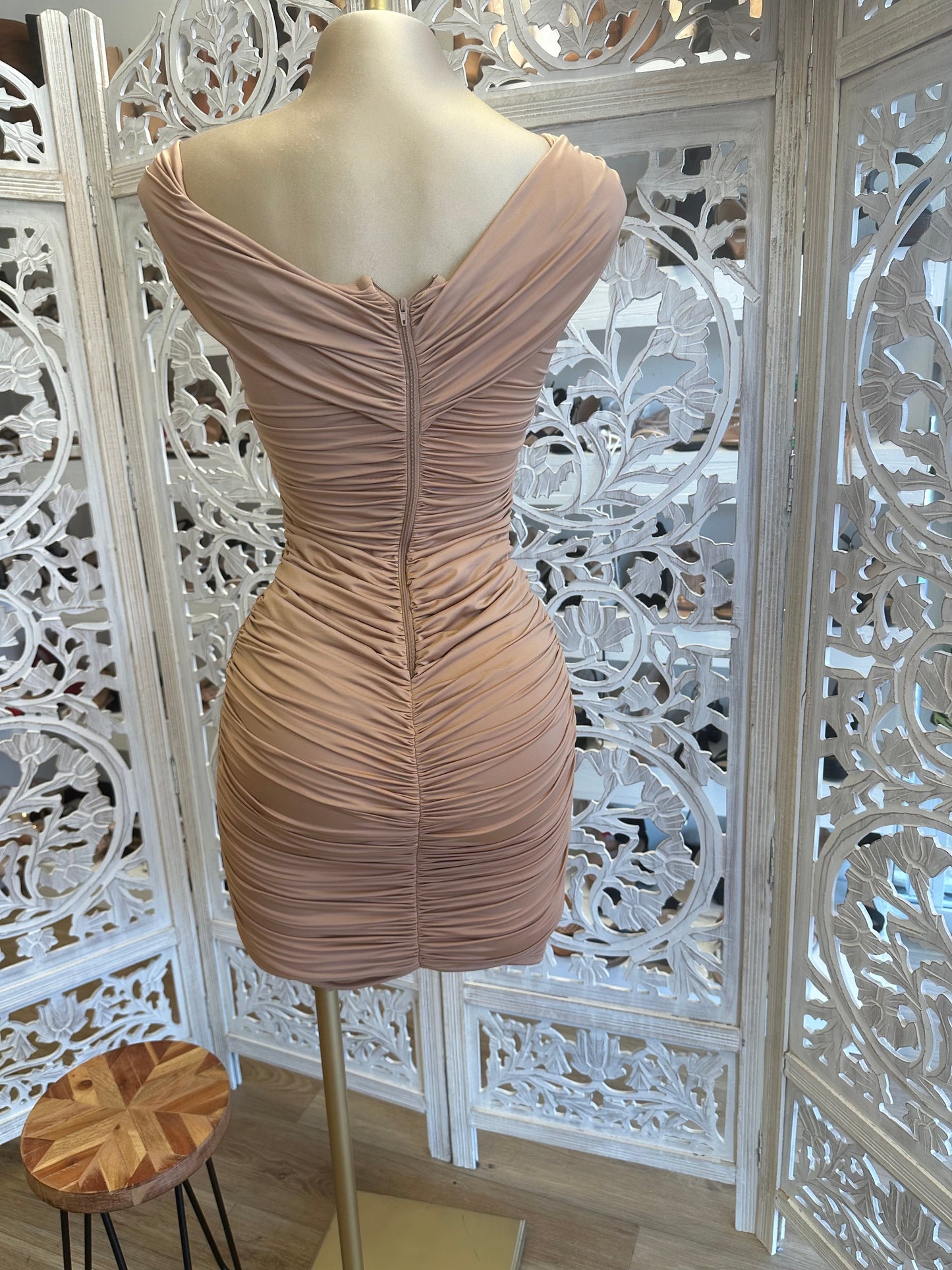 Nude Crossed Mini Dress