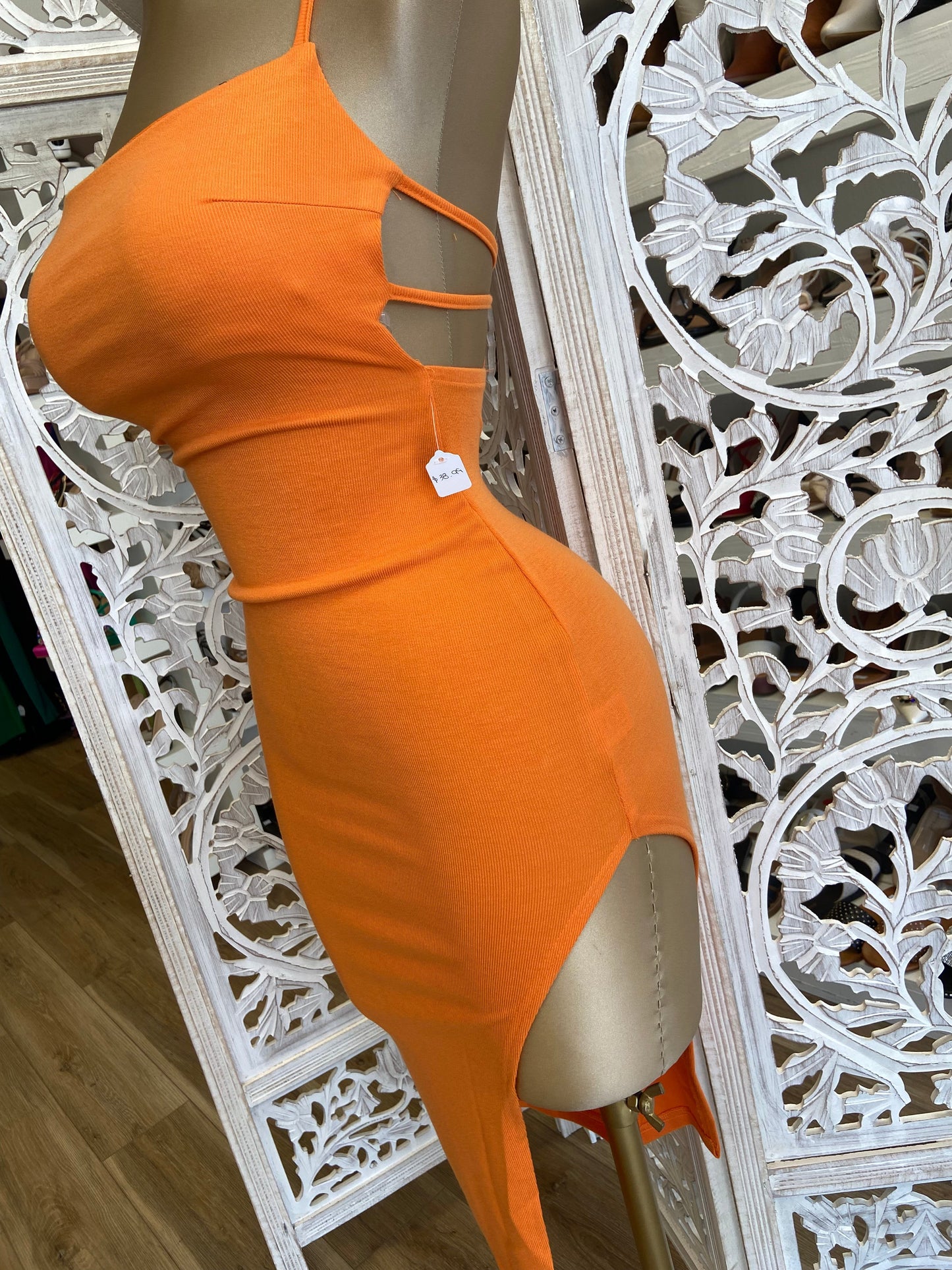 Orange Slitted Dress