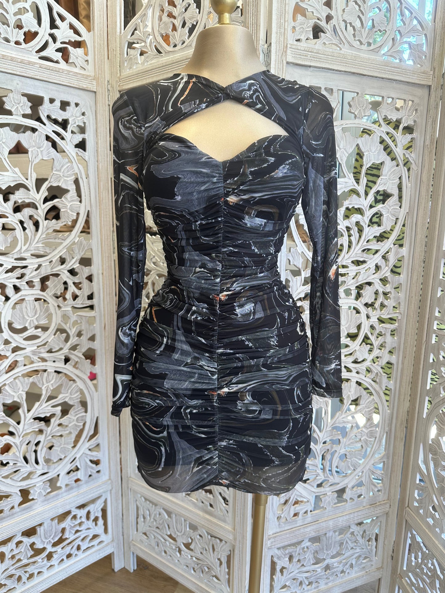 Black Pattern Cutout Dress