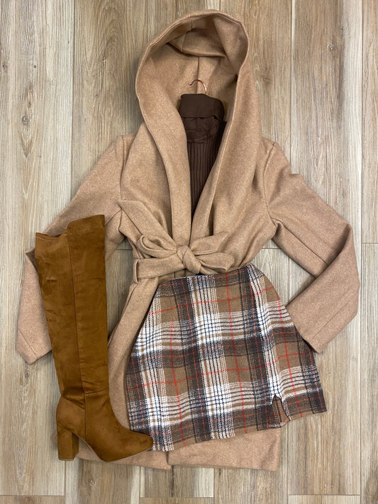 Camel Hooded Coat