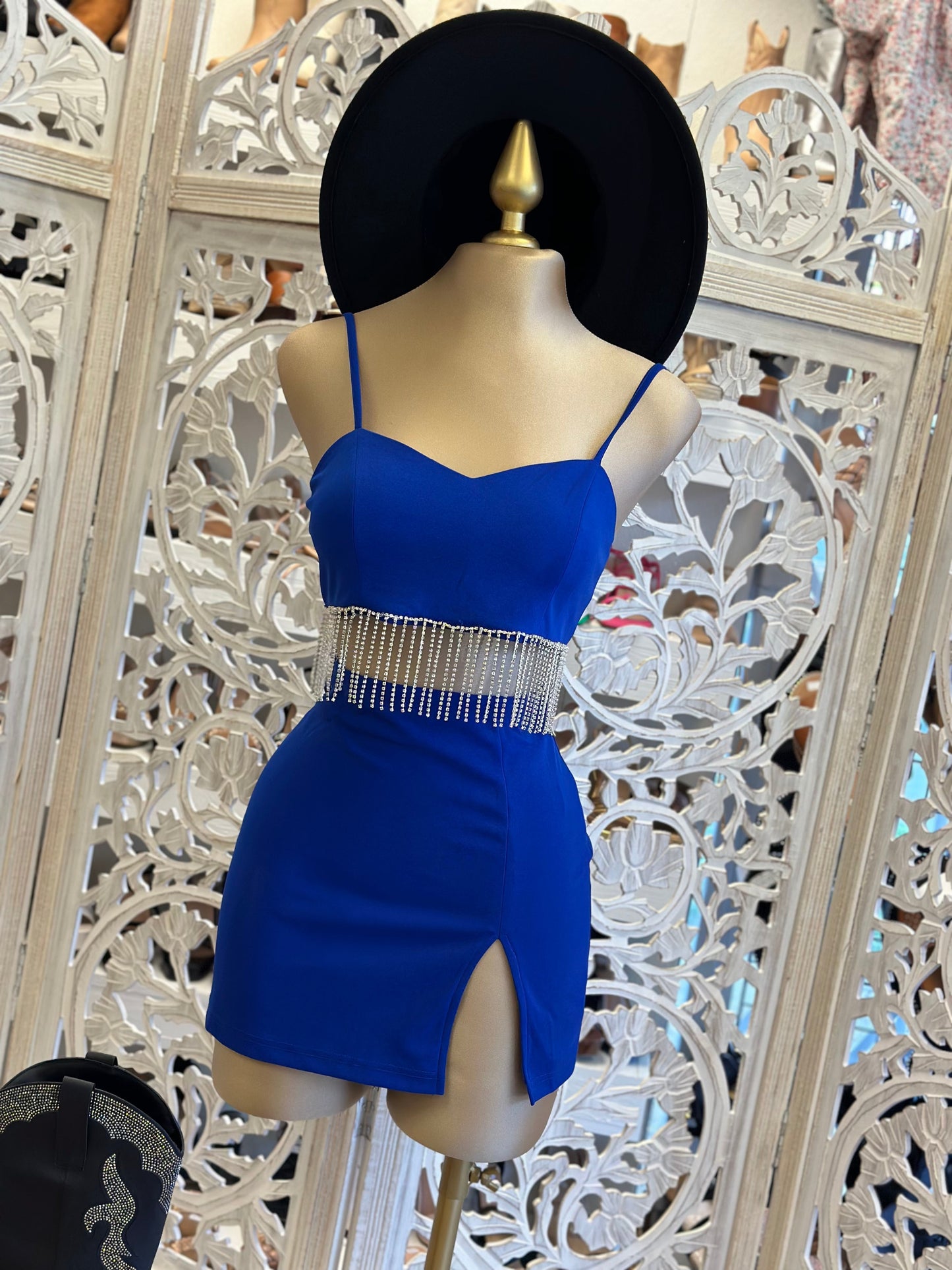 Royal Blue Rhinestone Fringe Mini Set