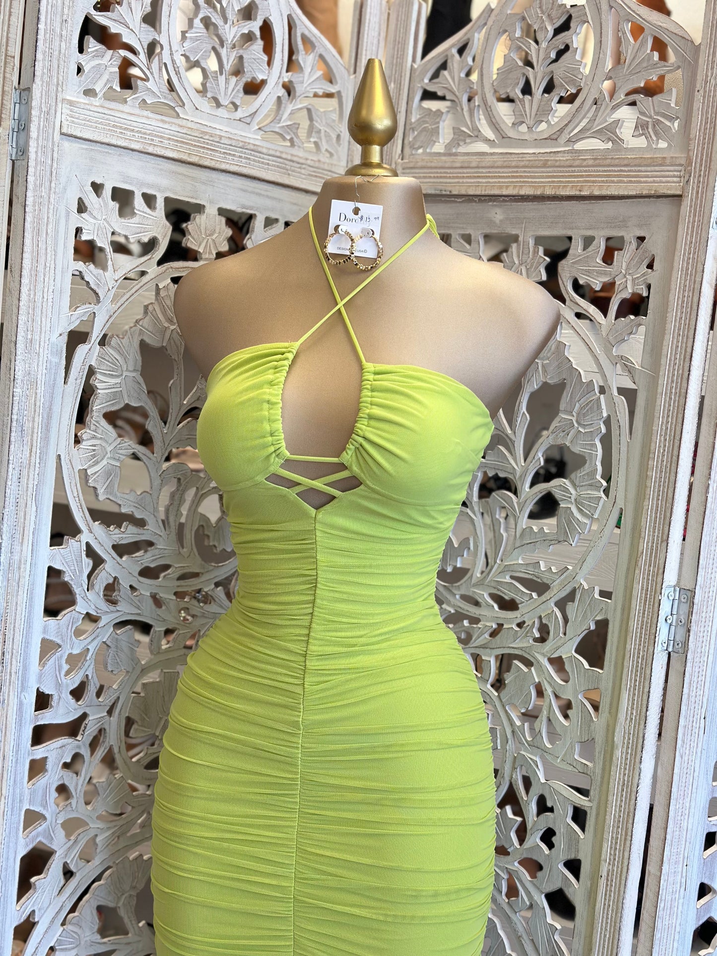 Lime Tie Up Dress