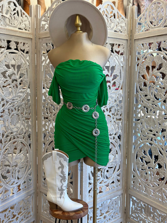 Green Draped Mini Dress