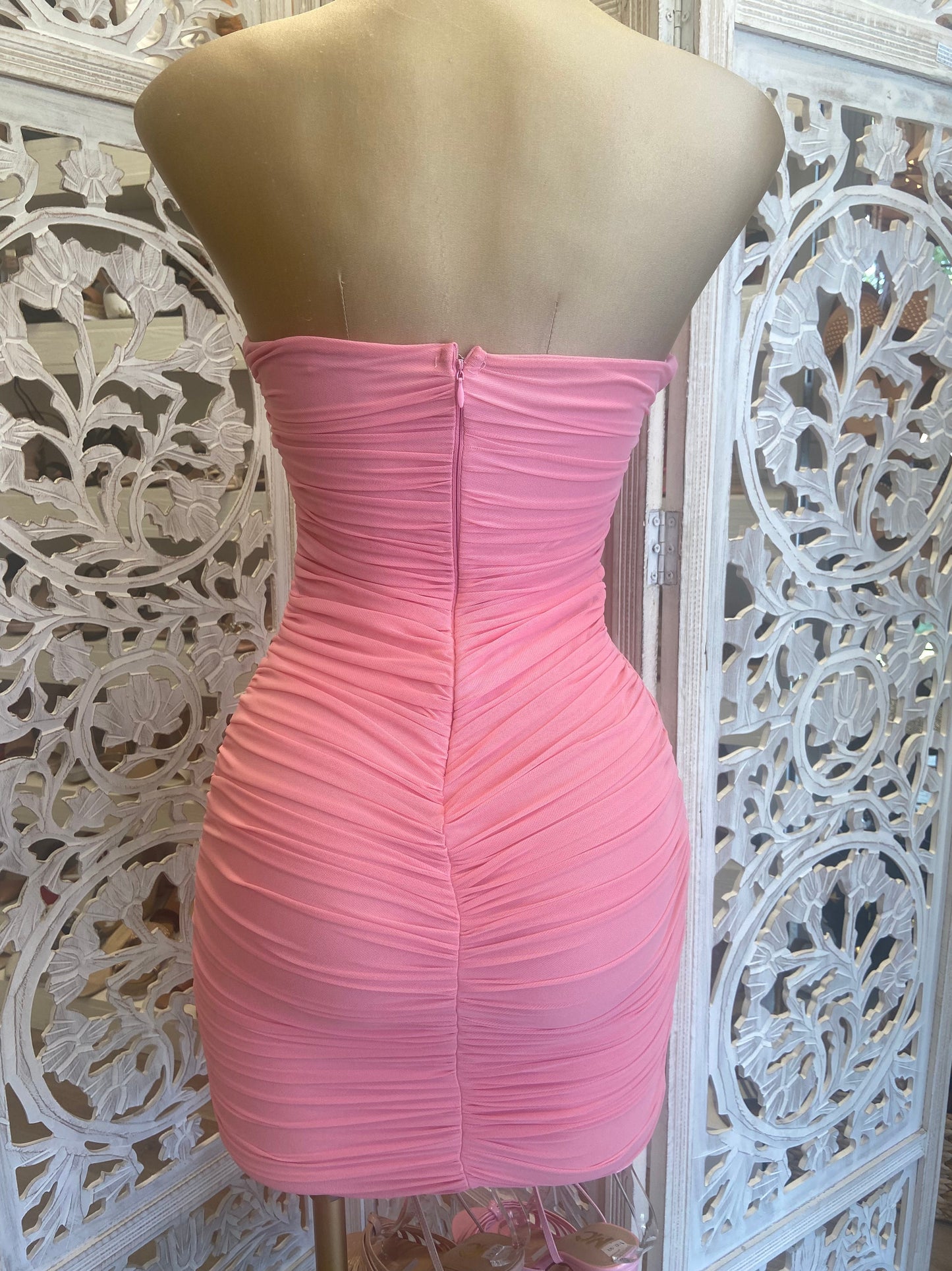 Pink Heart Lined Mini Dress