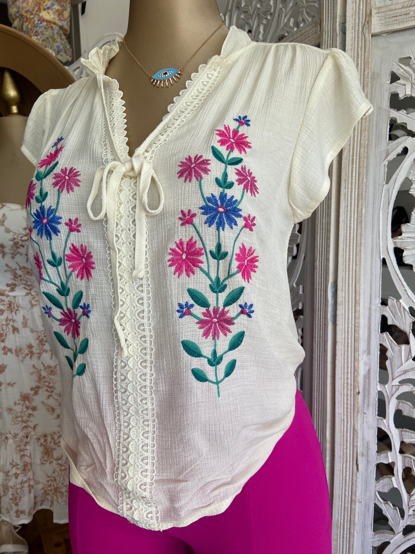 Floral Embroidered Lace Top