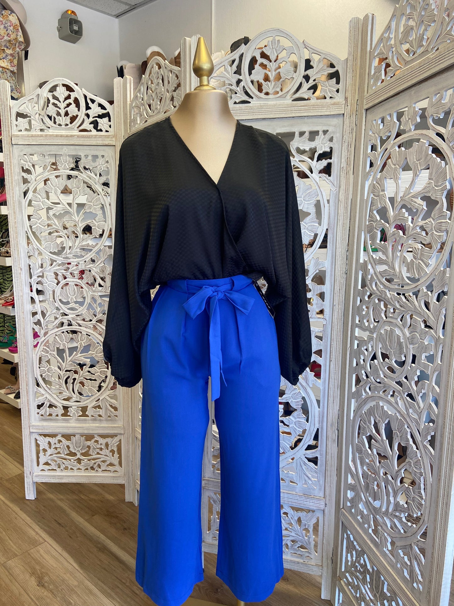 Royal Blue Belted Straight Pants