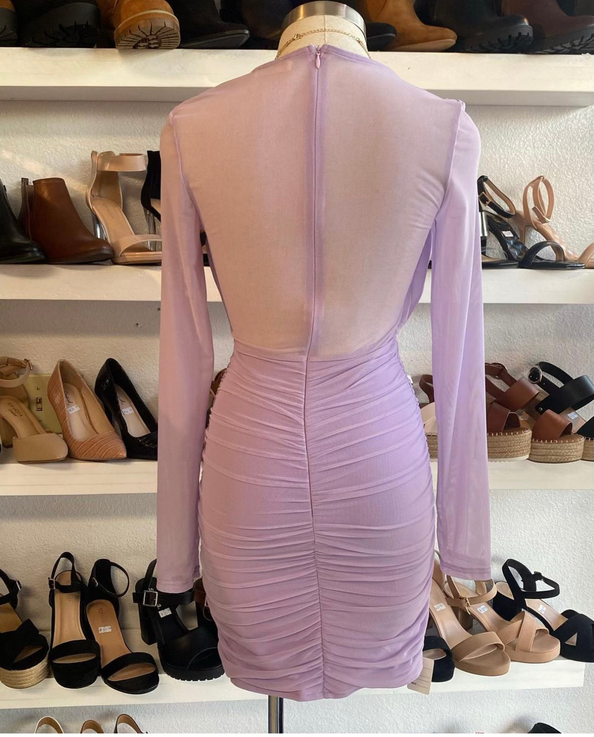 Mauve Mesh Wrapped Dress