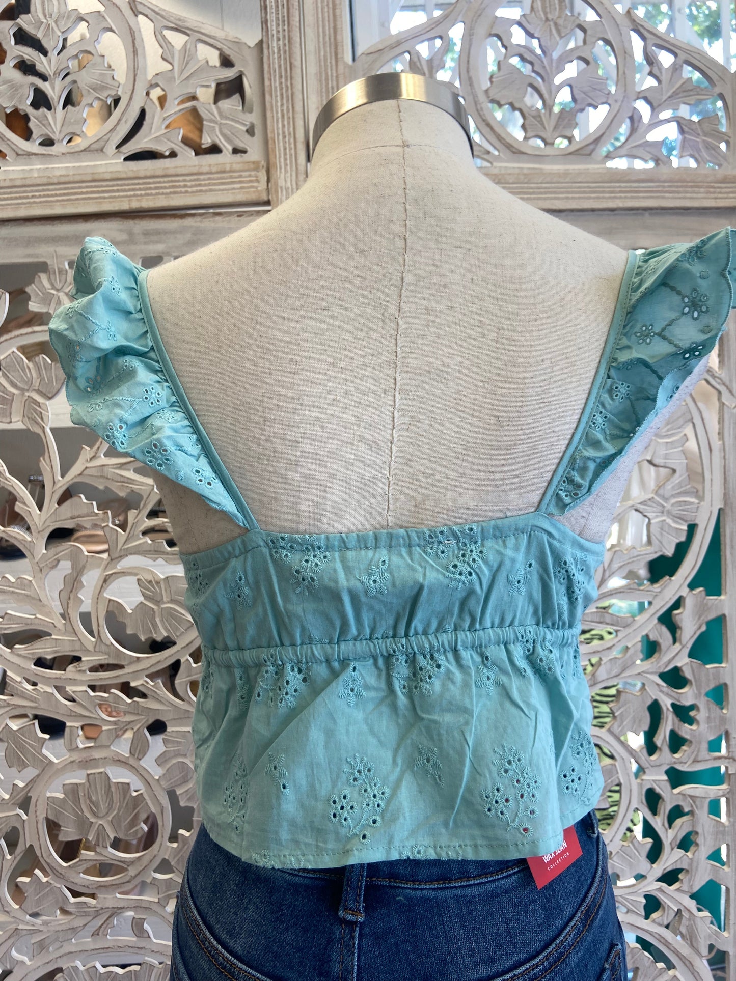 Blue Eyelet Mini Top