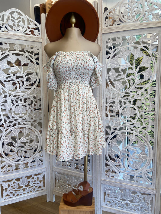 Ivory Floral Smocked Dress