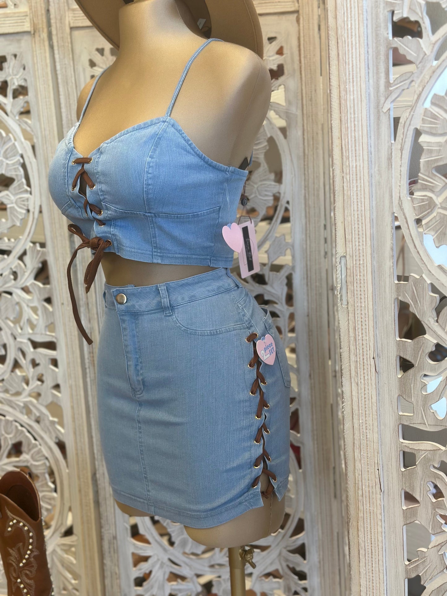 Denim Tie Up Set